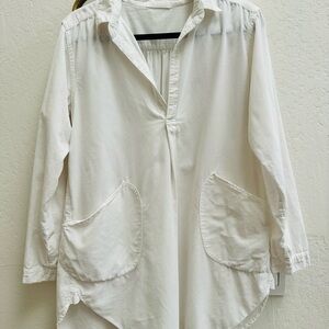 CP Shades White Long Sleeve Soft Corduroy Tunic with Pockets